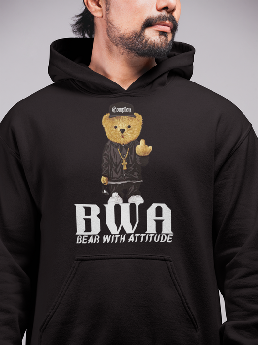 Bear With Attitude on Black /Navy -Unisex Hoodie